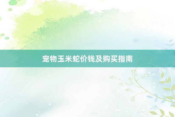 宠物玉米蛇价钱及购买指南